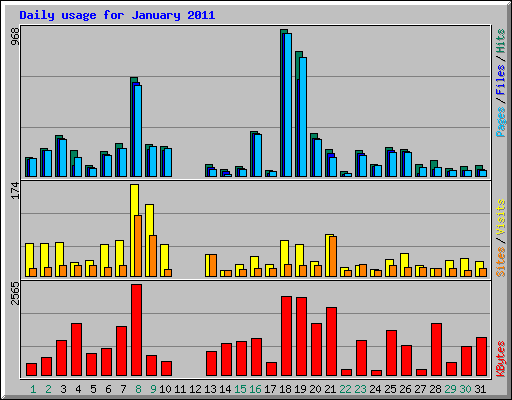 Daily usage for January 2011