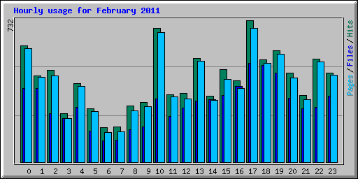 Hourly usage for February 2011